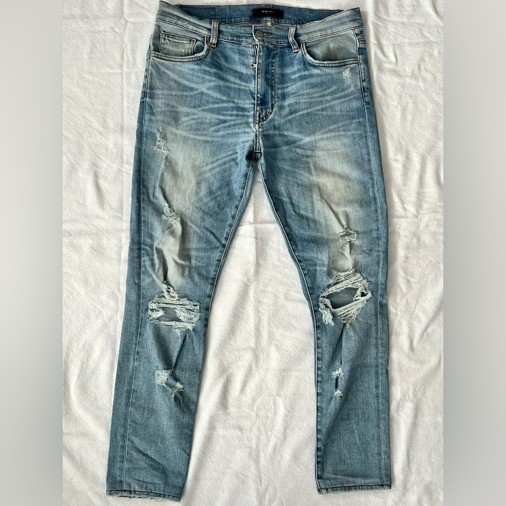 Amiri Distressed Blue Jeans - Size 33